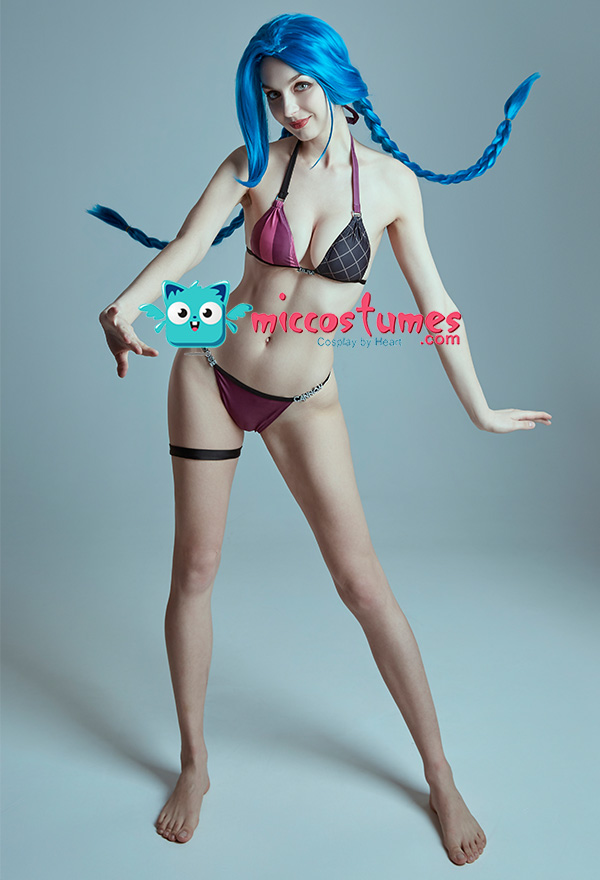 LOL Jinx Swimsuit - Sexy Bathing Suit with Mesh Long Sleeves