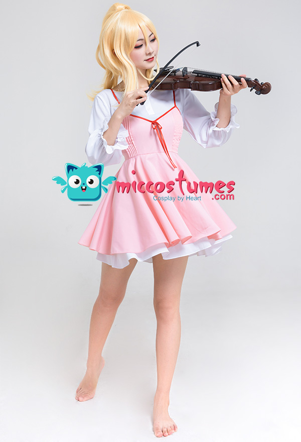 Your Lie in April Miyazono Kaori Pink Dress White Shirt Anime Cosplay