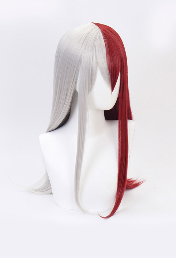 Yamia Anime Cosplay Wig for My Hero Academia Shoto Todoroki Cosplay Wigs with Free Wig Cap Half Silver White Half Red