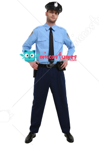 大人 警察官 コスプレ コスチューム 男性用 ダークブルー 制服 帽子付き